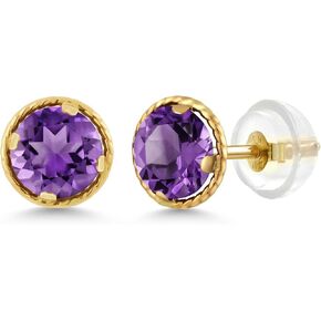 Gem Stone King 14K Yellow Gold Pink Tourmaline Stud Earrings For Women (1.00 Cttw, Gemstone Birthstone, Round 5MM) in Kuwait