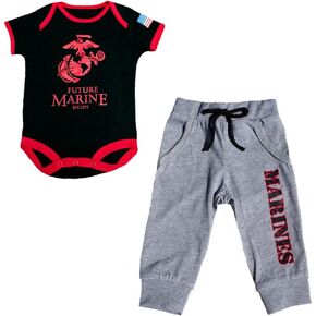 U.S.M.C. Baby Boys 2pc Patriotic EGA Future Marine Bodysuit Pants Set (3-6 Months)