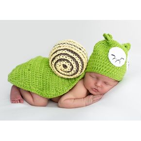 Newborn Photography Props Costume Crochet Snail Outfit Set Preemie Photoshoot Picture Outfit for Baby Boy Girl