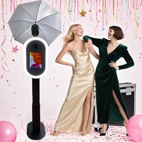 DSLR Camera Photo Booth Case Shell with Flashlight and Umbrella Compatible with iPad Photo Booth for 10.2-13-inch iPad with Air Box for Party, Wedding Events (Black, Compatible with 12.9-inch iPad)