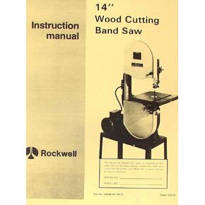 ROCKWELL-Delta 14" Hinged Wood Band Saw Part Manual
