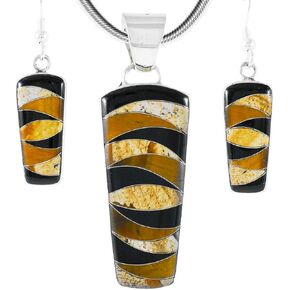 925 Sterling Silver Matching Pendant & Earrings Set with Genuine Turquoise & Gemstones 20" Necklace in Saudi Arabia