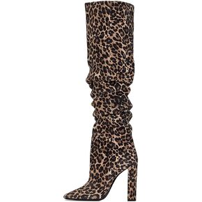 Women's Chunky Heel Over Knee High Boots Fashion Pointed Toe Thigh High Boots Comfort Slip-on High Heel Dress Party Fall Winter Tall Boots