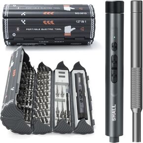 SHALL 127Pcs Mini Electric Screwdriver Set, 120pcs Tough S2 Steel Bits with Pen Style Electric & Manual Screwdriver, Ideal for Laptop, iPhone, Watch, Jewelry, Eyeglasses and Electronic