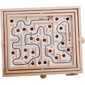 Yardwe Wooden Bead Maze Puzzle Game Educational Balance Beads for Promotes Problem Solving and Skills Safe and Wooden Construction for Boys