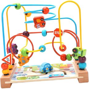 YARNOW 1Pc Wooden Bead Maze Fun Educational Beaded Plaything for Shapes Grasping Skills Development Safe Material for Ages