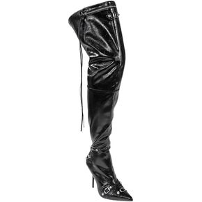 Liliana Women's Over the Knee Boots Pointed Toe Rivets Tassels Stilettos Heel Boots