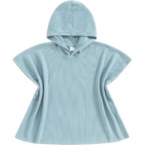 SCEINRET Kids Poncho Towel Waffle Beach Towel Toddler Swim Cover Up Wraps Baby Girls Boy Wearable Hooded Beach Towels Swimsuit Coverup (Green, 2-3T)