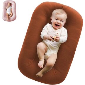 Baby Lounger, Baby Lounger Nest Sleeper for Newborn, Cotton Breathable & Soft Infant Lounger with 2 Machine Washable Cover, Portable Baby Floor Seat for Home and Travel (Blue)