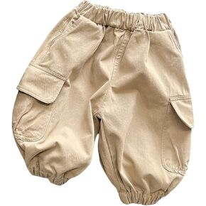 Toddler Baby Girls Cargo Pants Baggy Joggers Solid Elastic Waist Pull on Hiking Athletic Pants Loose Trousers