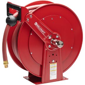 Reelcraft D84050 OLP Heavy Duty Dual Pedestal Hose Reel, 1" x 50', 250 Psi, Air/Water Hose Included