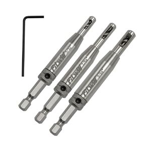 New CC2430 Self Centering Drill Bit Set VIX Bit 3/32", 7/64", 1/8" for 1/4 in Bosch Clic-Change Hex Shank Drill, #6 8 10 Self-Centering Hinge Drill Bit Center Finding Drill Bit