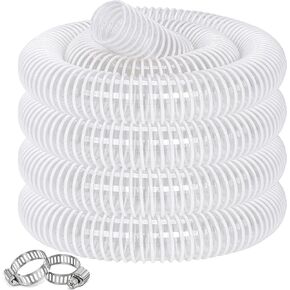Dust Collection Hose 1-1/2 in × 10 ft Heavy Duty Clear Flexible PVC Reinforced Thicken Helix Suction Discharge Corrugated Pipe Hose for Fume Dust Collector Fitting Wood Chip Saw (1.5 inch 38mm hose)