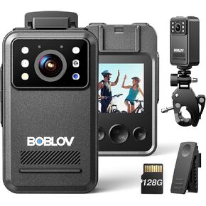 BOBLOV A28 Small Body Camera, Mini Video Camera Camcorder with 2K, 9 Hours Battery Life, with Night Vision, and Bike Mount for On-The-Go Recording, Law Enforcement and Personal Usage(128GB)