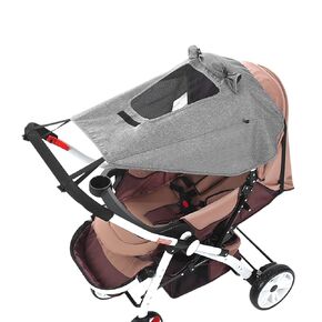 Universal Stroller Sun Shade UV Sun Protection Shade Blackout Cover Waterproof Baby Stroller Cover UPF50+ Pushchair Shield Canopy with Viewing Window Detachable Rain Sunshade Canopy Shield Pram Buggy