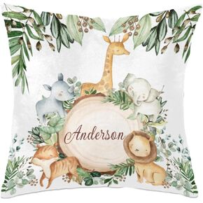 Personalized Baby Name Nursery Throw Pillow Cover for Baby Boy Girl Gift Custom Pillow with Name Personaized Throw Pillow Cove Sofa Couch Cushion Home Decor Pillow - Woodland Animals