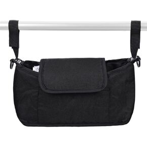 Stroller Organizer, High Capacity Stroller Caddy Organizer Stroller Cup Holder Stroller Pouch Baby Stroller Diaper Bag for Most Stroller Caddy (Black)