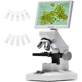 Tomlov DM301 Pro Biological Microscope 1200x: 7 "مجهر رقمي LCD مع إخراج USB و HDMI ، متوافق مع iPhone و Android و Mac & Windows - رائع للبالغين ، استخدام Hobby Kids & STEM