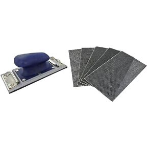 Set of 6pcs Hand Sanding Pad 85x185mm and Abrasive Sheet -Soft User-frendly Handle Grip - for Auto-Grip or Pinch Abrasive Sheet - 5 Silicon Carbide Mesh Abrasive Sheet