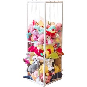 Stuffed Animal Storage,PVC Tube Zoo Stuffed Animal Holder with Elastic Band,Space Save Vertical Kids Plush Toy Organizer,Ideal for Boys Girls Nursery Playroom Kidroom Bedroom-White