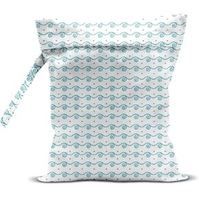Wet Dry Bag, Wet Bag for Swimsuit, Travel, Beach, Pool, Diapers, Dirty Yoga Gym Clothes, Makeup Bag, Sea Waves Summer Vacation Essentials