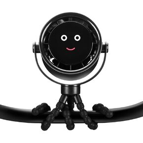 Portable Stroller Crib Fan With 4000mAh Battery – Perfect for Car Seat, Crib, Bike, Treadmill, Wheelchair, 360° Up Down Sideways Rotation, Strong Tripod Clip