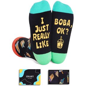 Zmart Funny Crazy Socks for Women Men, Boba Bubble Milk Tea Gifts for Teen Girls Boba Socks, Gifts for Drinkers