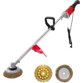 Electric Multifunctional Concrete Grinder & Burnishing Machine 6 Speed Adjustable 110V Heavy Duty Grinder for Floor Polishing,Wall Grinding,Metal Derusting with 180mm Diamond Disc &200mm Wire Brush
