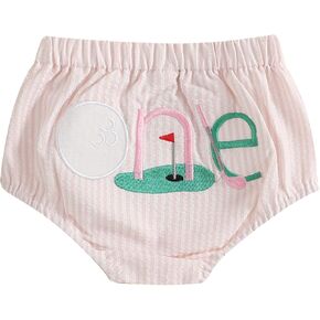 Infant Baby Boy Girl Golf Shorts Hole in One Stripe Elastic Wasit Bloomers Panties Summer First Birthday Outfit