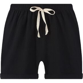 EISHOW Unisex Boys Girls Summer Beach Shorts Solid Color Cotton Linen Toddler Casual School Shorts Pants for Kids 2-8 Years