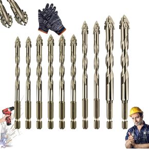 New Four-Flute Sawtooth Eccentric Drill Bit, Vrsgs Four Blade Drill Bits, Four Blade Serrated Eccentric Drill Bits, High Strength 4 Flute Serrated Eccentric Drill Bit Kit (6+8+10mm)