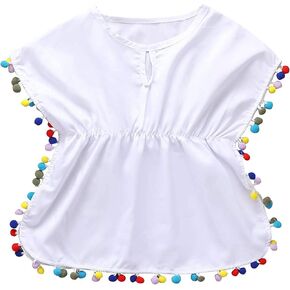 Cover-Up Swimsuit for Girls, Tassle Bathing Suit Beach Sundress, Summer Poncho Rash Guards for Toddler