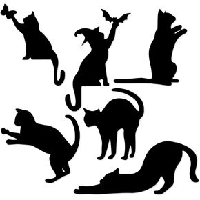Pack 6 Pcs Halloween Black Cat Wall Sticker for Girls Boys Kids Room Bedroom Classroom Car Window Cute Stickers Waterproof Large Vinyl Decals Home Accessories Party Decorations