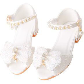 LongitudinalhorseSparkle Princess Sandals for Girls 3-12, Glitter Dress Shoes with Rhinestone Bowknots, Soft Soles Party Shoes for Toddler Kids Christmas Pageant Wedding Party