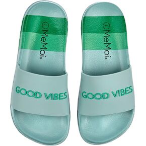 MeMoi Girls Striped Super-Soft Good Vibes Slide Sandal