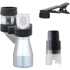 Microscope Accessories Kit - 8X Pocket Monocular Telescope & 30X Mini Metal Silver Microscope