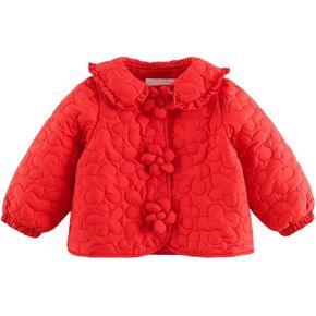 marc & janie Baby Girls 3D Flower Lapel Jacket Floral Quilted Snap Button Coat Long Sleeve Outerwear 241017