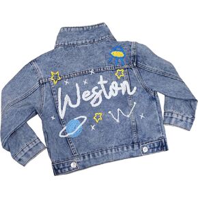 Custom Embroidered Denim Jacket for Babies & Toddlers - Personalized Baby Jacket with Name, Customized Gift for Baby Shower, Birthday, Photoshoot - Unique Keepsake Gift for Boys & Girls