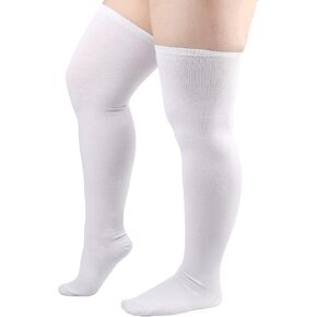 DRESHOW زائد حجم الفخذ جوارب عالية مخطط فوق الركبة طويلة التمهيد جوارب الركبة عالية أنبوب الجوارب مدفئات الساق للنساء in Kuwait