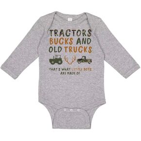 TATY Kids Tractors Bucks & Old Trucks Long Sleeve Baby Infant Bodysuit