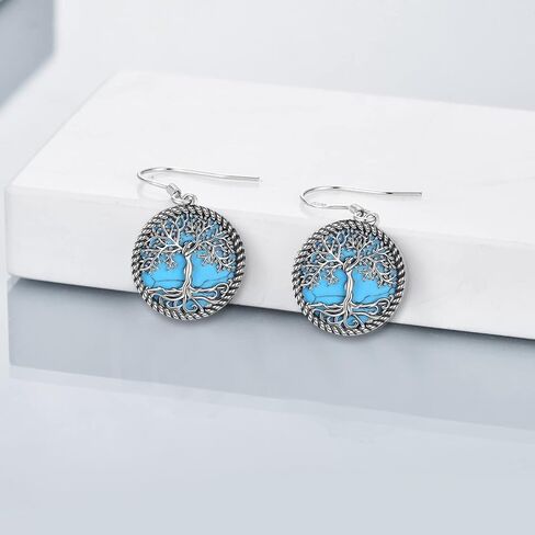 ONEFINITY Tree of Life Earrings Sterling Silver Moonstone Tree of Life Dangle Drop Earrings Teardrop Moonstone Jewelry for Women Girls in Saudi Arabia