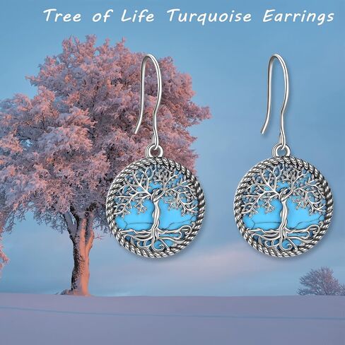 ONEFINITY Tree of Life Earrings Sterling Silver Moonstone Tree of Life Dangle Drop Earrings Teardrop Moonstone Jewelry for Women Girls in Saudi Arabia