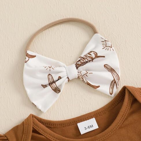 Kayotuas Western Baby Girl Clothes Summer Cowgirl Outfits My First Rodeo Romper Cow Print Bloomer Shorts Headband 3 Piece Set in Saudi Arabia