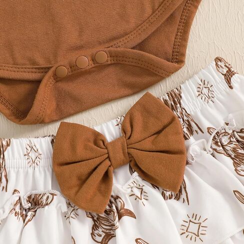 Kayotuas Western Baby Girl Clothes Summer Cowgirl Outfits My First Rodeo Romper Cow Print Bloomer Shorts Headband 3 Piece Set in Saudi Arabia