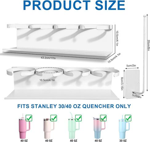 Magnetic Cup Holder Compatible with Stanley 40 and 30 oz Tumblers - Secure Base Design for Fridge, Cabinets and Multi-Surface Storage(White) in Saudi Arabia
