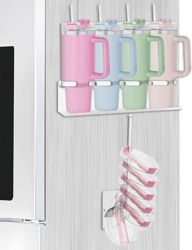 Magnetic Cup Holder Compatible with Stanley 40 and 30 oz Tumblers - Secure Base Design for Fridge, Cabinets and Multi-Surface Storage(White) in Saudi Arabia