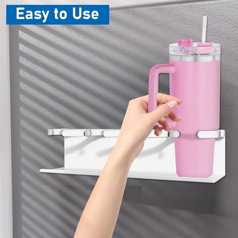Magnetic Cup Holder Compatible with Stanley 40 and 30 oz Tumblers - Secure Base Design for Fridge, Cabinets and Multi-Surface Storage(White) in Saudi Arabia