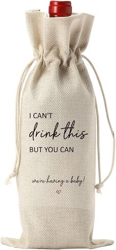 （Black） I Cant Drink This But You Can Pregnancy Announcement for Grandparents Aunt Parents New Mom Dad Pregnancy Announcement Wine Bag in Saudi Arabia