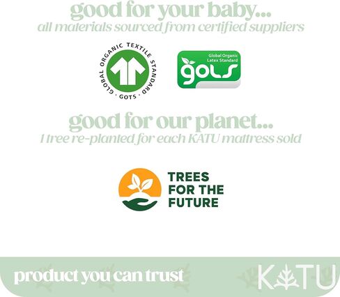 Katu 100 ٪ العضوية اللاتكس+مرتبة سرير جوز الهند 2 مرحلتين للرضع/الوليد/طفل صغير آمن غير سام غير سامة في التنفس GOLS W GOLS W in Kuwait