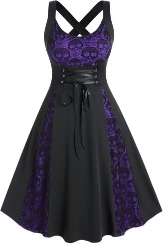 ROSE GAL Womens Plus Size Dresses Gothic Vintage Swing Dress in Saudi Arabia